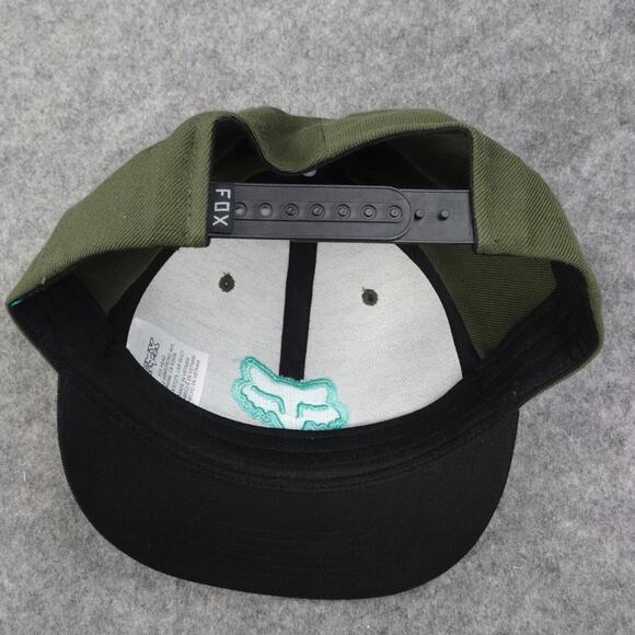 Fox Hat Snapback Cap Olive Military Green Aqua Fox Patch Wool Acrylic - Picture 10 of 11